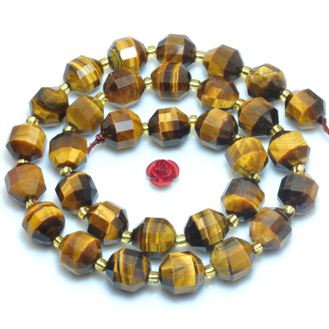 YesBeads Natural Yellow Tiger Eye faceted double terminated point beads wholesale gemstone jewelry 15"