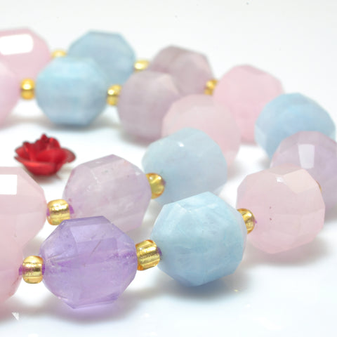 YesBeads Natural Rainbow Quartz Crystal mix gemstone faceted double terminated point beads wholesale jewelry 15"