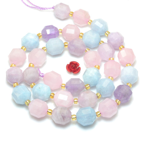 YesBeads Natural Rainbow Quartz Crystal mix gemstone faceted double terminated point beads wholesale jewelry 15"