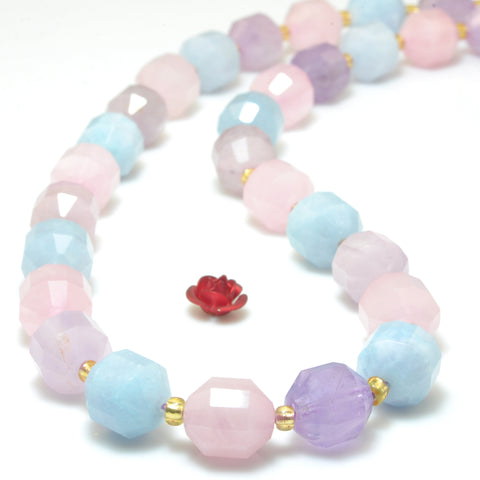 YesBeads Natural Rainbow Quartz Crystal mix gemstone faceted double terminated point beads wholesale jewelry 15"