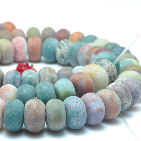YesBeads Natural Ocean Jasper stone matte rondelle beads gemstone wholesale jewelry 15"