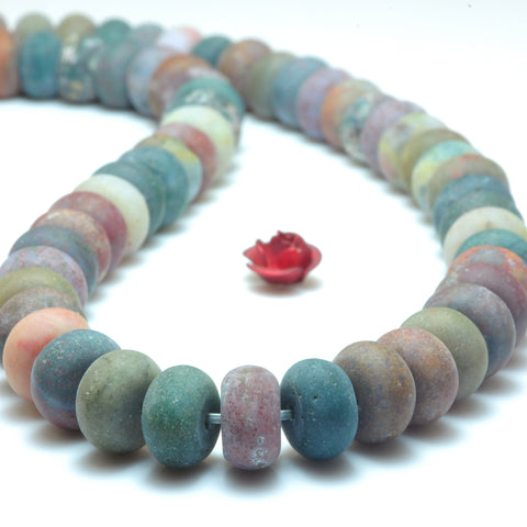 YesBeads Natural Ocean Jasper stone matte rondelle beads gemstone wholesale jewelry 15"