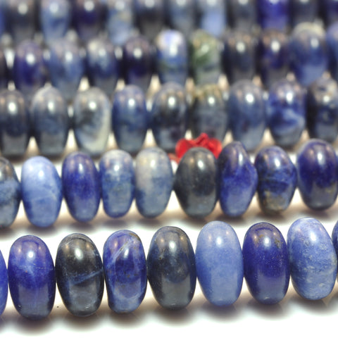 Natural Blue Sodalite stone smooth rondelle loose beads wholesale gemstone jewelry making bracelet necklace diy