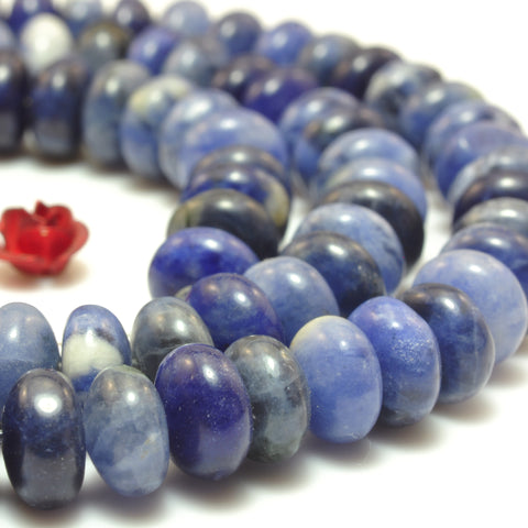 Natural Blue Sodalite stone smooth rondelle loose beads wholesale gemstone jewelry making bracelet necklace diy