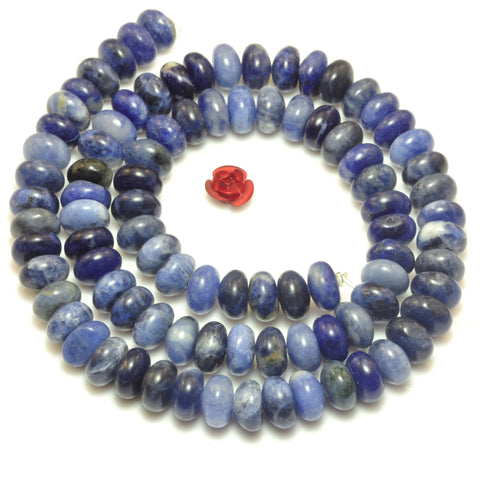 Natural Blue Sodalite stone smooth rondelle loose beads wholesale gemstone jewelry making bracelet necklace diy