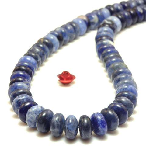 Natural Blue Sodalite stone smooth rondelle loose beads wholesale gemstone jewelry making bracelet necklace diy