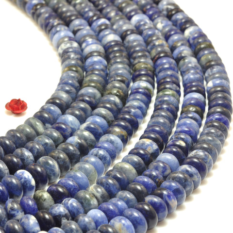 Natural Blue Sodalite stone smooth rondelle loose beads wholesale gemstone jewelry making bracelet necklace diy