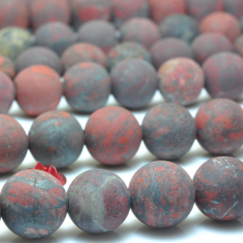 YesBeads Natural Red Brecciated Jasper matte round loose beads wholesale gemston jewelry making 15"