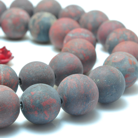 YesBeads Natural Red Brecciated Jasper matte round loose beads wholesale gemston jewelry making 15"