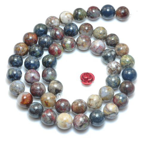 YesBeads Natural Blue Pietersite smooth round loose beads gemstone wholesale jewelry 15"