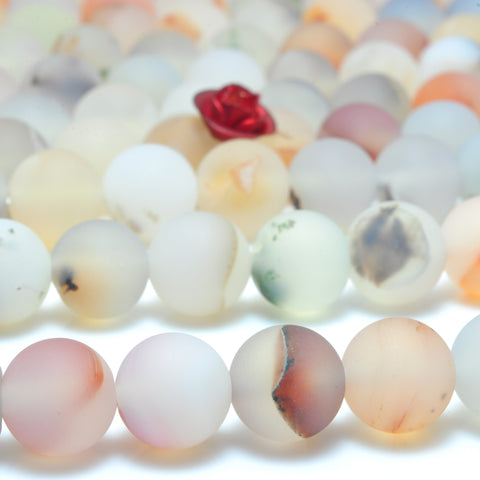 YesBeads Natural Dendritic Agate matte round beads wholesale gemstone Jewelry 15''