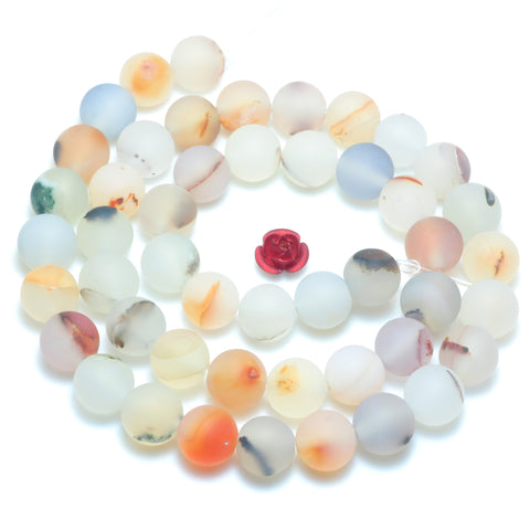 YesBeads Natural Dendritic Agate matte round beads wholesale gemstone Jewelry 15''