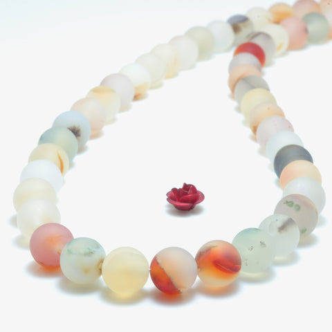 YesBeads Natural Dendritic Agate matte round beads wholesale gemstone Jewelry 15''