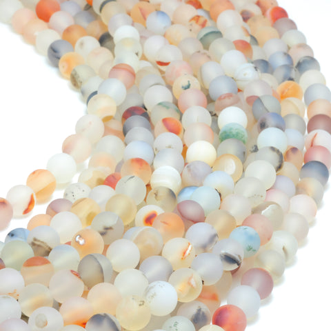 YesBeads Natural Dendritic Agate matte round beads wholesale gemstone Jewelry 15''