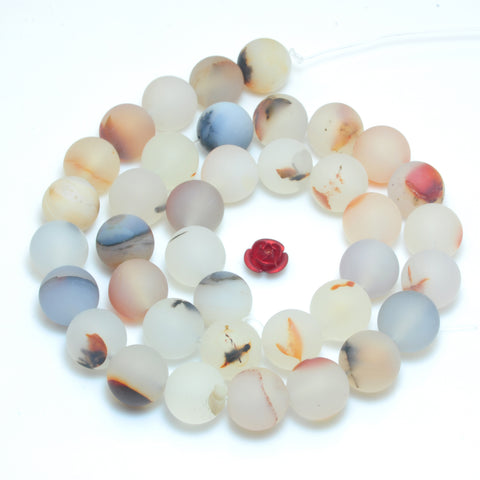 YesBeads Natural Dendritic Agate matte round beads wholesale gemstone Jewelry 15''
