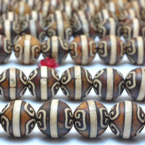 Tibetan Agate Dzi oneline agate matte round loose beads wholesale gemstone jewelry making
