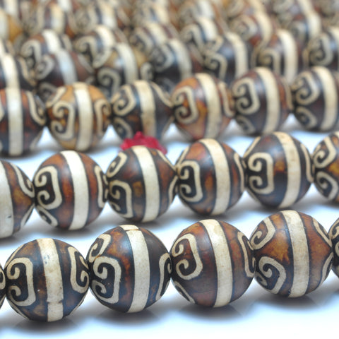Tibetan Agate Dzi oneline agate matte round loose beads wholesale gemstone jewelry making