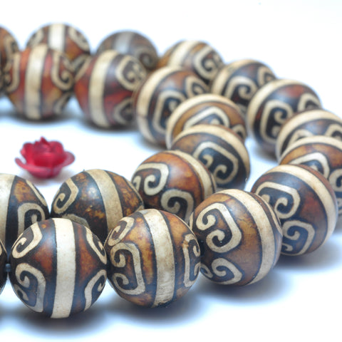 Tibetan Agate Dzi oneline agate matte round loose beads wholesale gemstone jewelry making