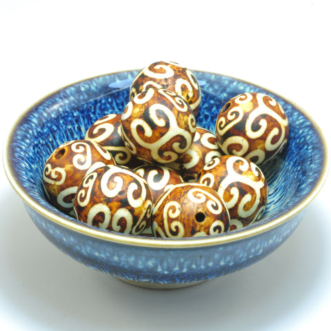 YesBeads Tibetan Agate Dzi Palindrome agate matte round loose beads wholesale gemstone jewelry
