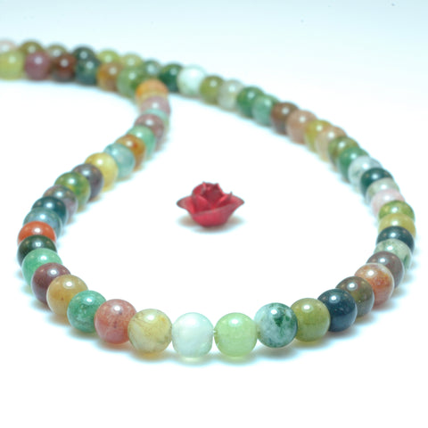 YesBeads Natural Indian agate smooth round beads wholesale gemstone jewelry making 4mm 15"