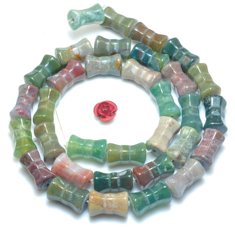 YesBeads Natural Indian Agate smooth barrel beads wholesale gemstone jewelry making 15"