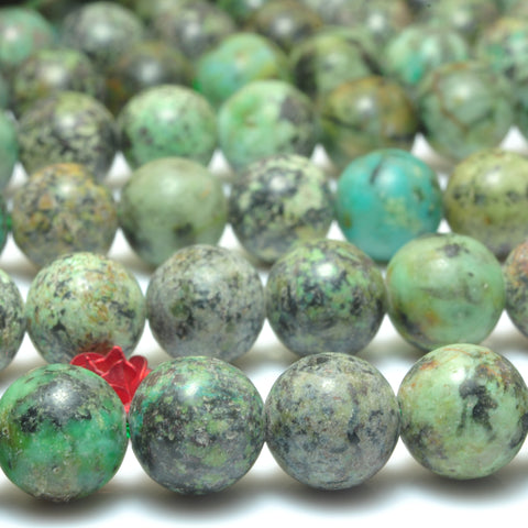 YesBeads Natural African Turquoise smooth round loose beads green gemstone wholesale jewelry making 15"