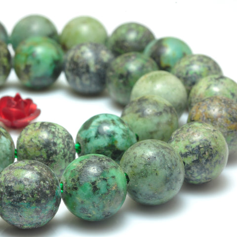 YesBeads Natural African Turquoise smooth round loose beads green gemstone wholesale jewelry making 15"