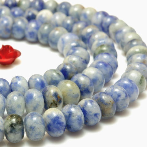 YesBeads Natural blue white sodalite stone smooth rondelle beads gemstone wholesale jewelry 4x6mm 15"