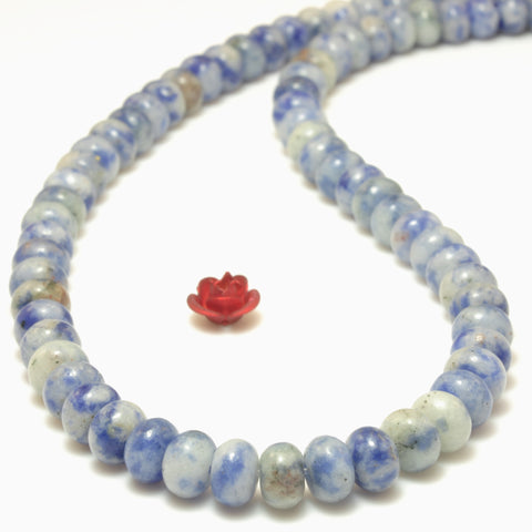 YesBeads Natural blue white sodalite stone smooth rondelle beads gemstone wholesale jewelry 4x6mm 15"