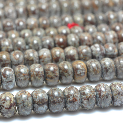 YesBeads Natural Brown Snowflake Obsidian smooth rondelle beads wholesale gemstone jewelry 15"