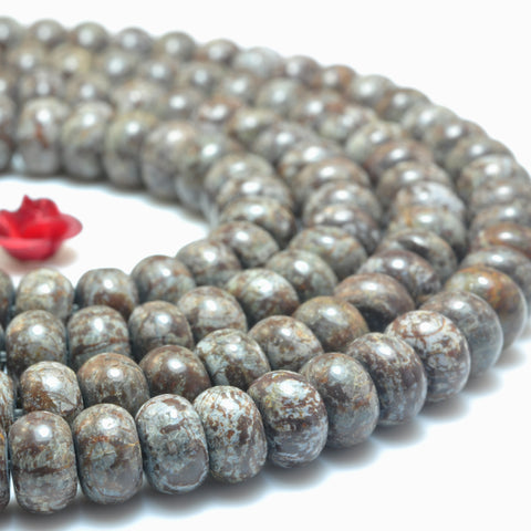 YesBeads Natural Brown Snowflake Obsidian smooth rondelle beads wholesale gemstone jewelry 15"
