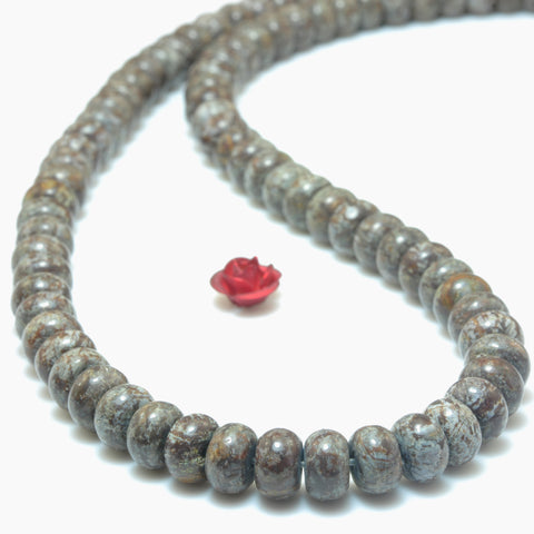 YesBeads Natural Brown Snowflake Obsidian smooth rondelle beads wholesale gemstone jewelry 15"