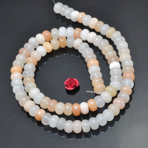 YesBeads Natural Pink Aventurine smooth rondelle beads wholesale gemstone jewelry making 15"