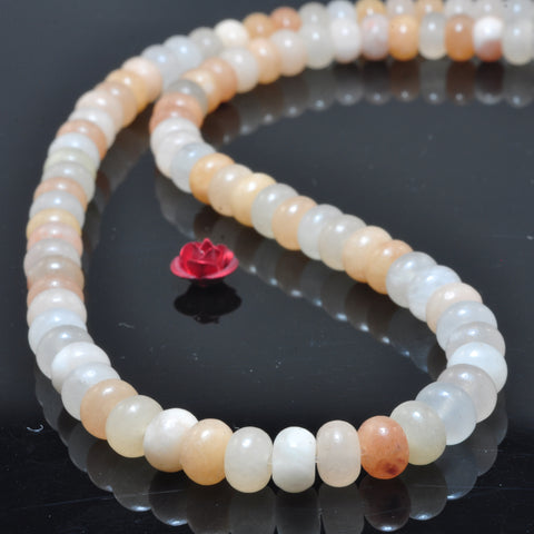 YesBeads Natural Pink Aventurine smooth rondelle beads wholesale gemstone jewelry making 15"