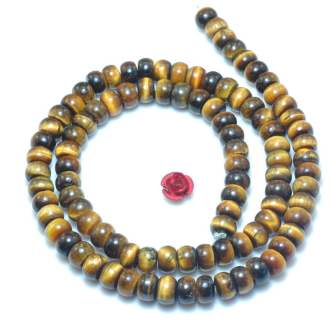 YesBeads Natural Yellow Tiger's Eye smooth rondelle beads wholesale gemstone jewelry making 15"