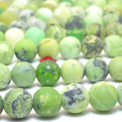 YesBeads Natural Chrysoprase matte round loose beads green Australian jade gemstone wholesale jewelry 15"