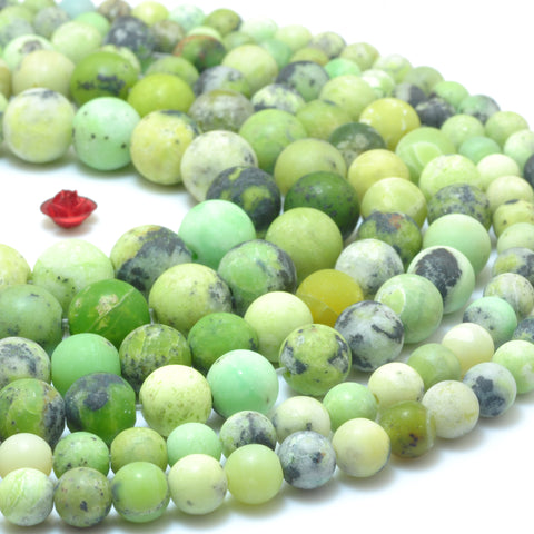 YesBeads Natural Chrysoprase matte round loose beads green Australian jade gemstone wholesale jewelry 15"