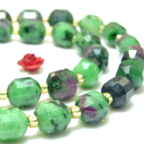 YesBeads Natural Ruby Zoisite faceted double terminated point beads wholesale jewelry making 15"