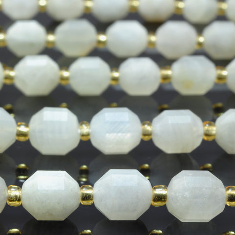 YesBeads Natural White Moonstone faceted double terminated point beads wholesale gemstone jewelry making 15"