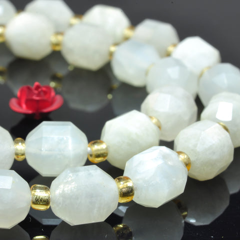 YesBeads Natural White Moonstone faceted double terminated point beads wholesale gemstone jewelry making 15"