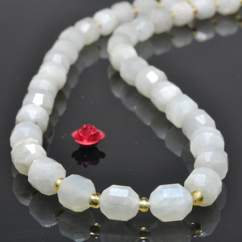 YesBeads Natural White Moonstone faceted double terminated point beads wholesale gemstone jewelry making 15"
