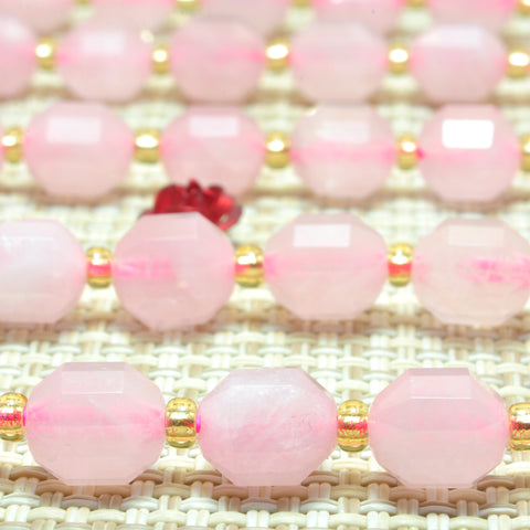 YesBeads Natural Madagascar Rose Quartz faceted double terminated point beads wholesale gemstone jewelry making 15"