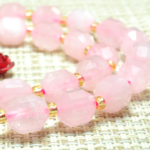 YesBeads Natural Madagascar Rose Quartz faceted double terminated point beads wholesale gemstone jewelry making 15"