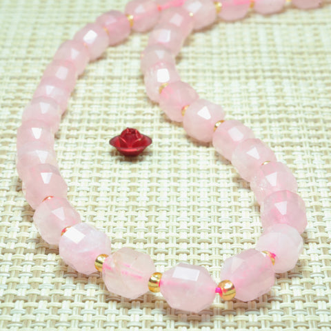 YesBeads Natural Madagascar Rose Quartz faceted double terminated point beads wholesale gemstone jewelry making 15"