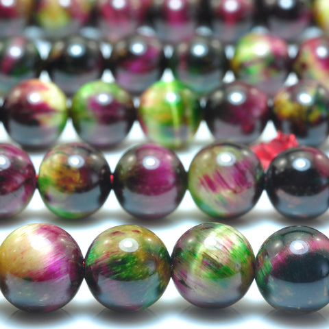 Galaxy Tiger Eye Stone smooth round loose beads wholesale gemstone rainbow tiger's eye for jewelry making