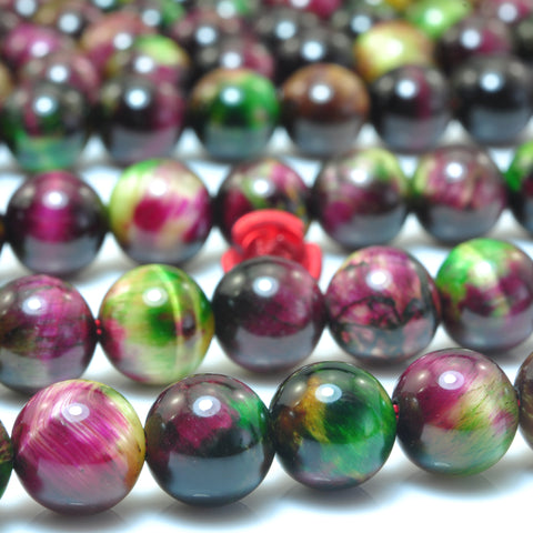 Galaxy Tiger Eye Stone smooth round loose beads wholesale gemstone rainbow tiger's eye for jewelry making