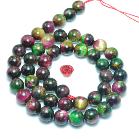 Galaxy Tiger Eye Stone smooth round loose beads wholesale gemstone rainbow tiger's eye for jewelry making