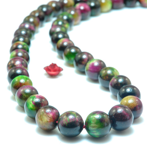 Galaxy Tiger Eye Stone smooth round loose beads wholesale gemstone rainbow tiger's eye for jewelry making
