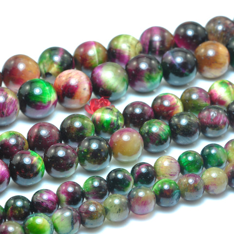 Galaxy Tiger Eye Stone smooth round loose beads wholesale gemstone rainbow tiger's eye for jewelry making