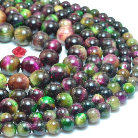 Galaxy Tiger Eye Stone smooth round loose beads wholesale gemstone rainbow tiger's eye for jewelry making